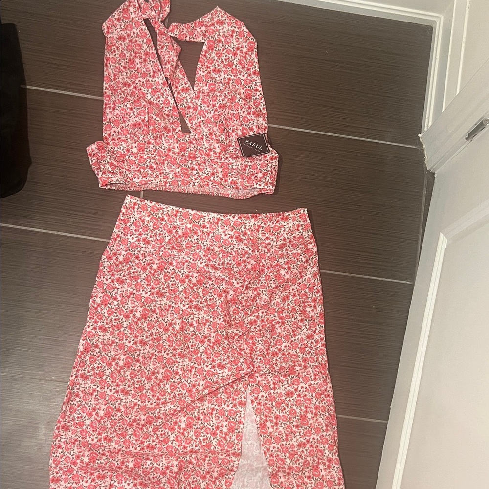 Pink Floral Two-Piece Set